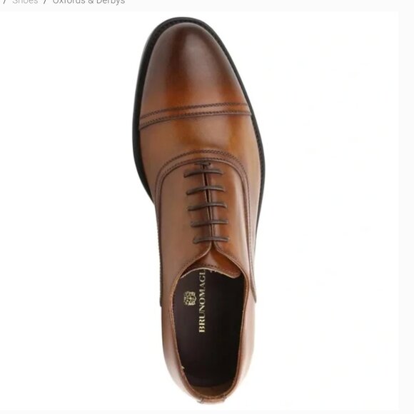 Bruno Magli The Butler Leather Lace Up Oxford Dress Shoe Cognac Brown Sz 13 - Picture 2 of 14